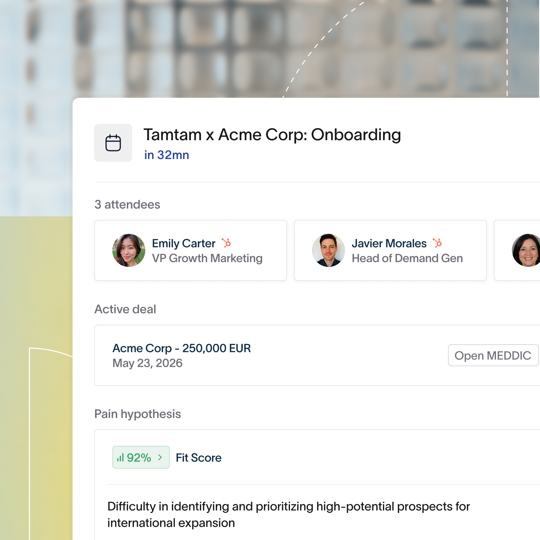 Meeting prep workflow preview